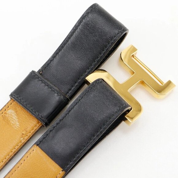HERMES H belt belt vintage black Calfskin/Plated Gold Women main image 9